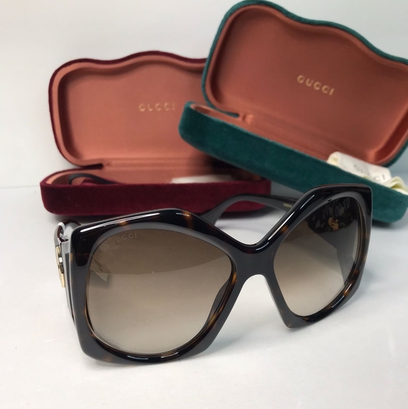 💯 original  New Gucci OVERSIZED   HAVANA BROWN Sunglasses, GG0875S-002-6 - Picture 6 of 14